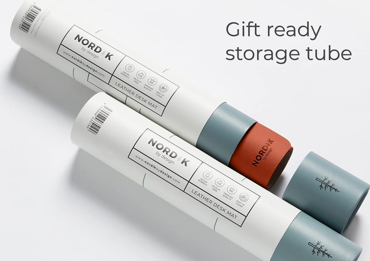 Nordik Cork Leather Desk Mat Cable Organizer - Saddle Brown 35 X 17 inch - Premium Extended Mouse Mat for Home Office Accessories - Non-Slip Vegan Leather Desk Pad Protector & Desk Blotter Pad