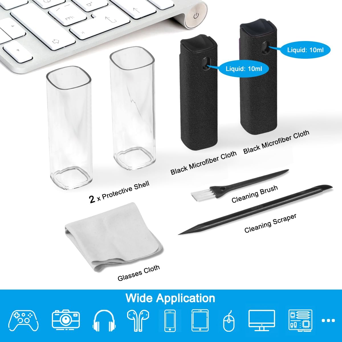 walrfid 2 Pack Screen Cleaner Spray and Wipe for Laptop Monitor and Car Screens, Phone Touchscreen Mist Cleaning Kit for Cellphone, Tablet, PC, Computer, LCD, MacBook, iPhone, iPad, Mac Pro - Black