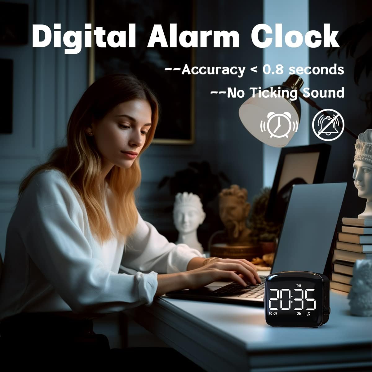 Easysleep Digital Wake Up Alarm Clock with Big LED Display 27 Soothing Sounds Lound Sunrise Clock Dual 3 Alarms Memory Snooze Setting 4 Brightness for Deep Sleepers Adults Teenagers Kids