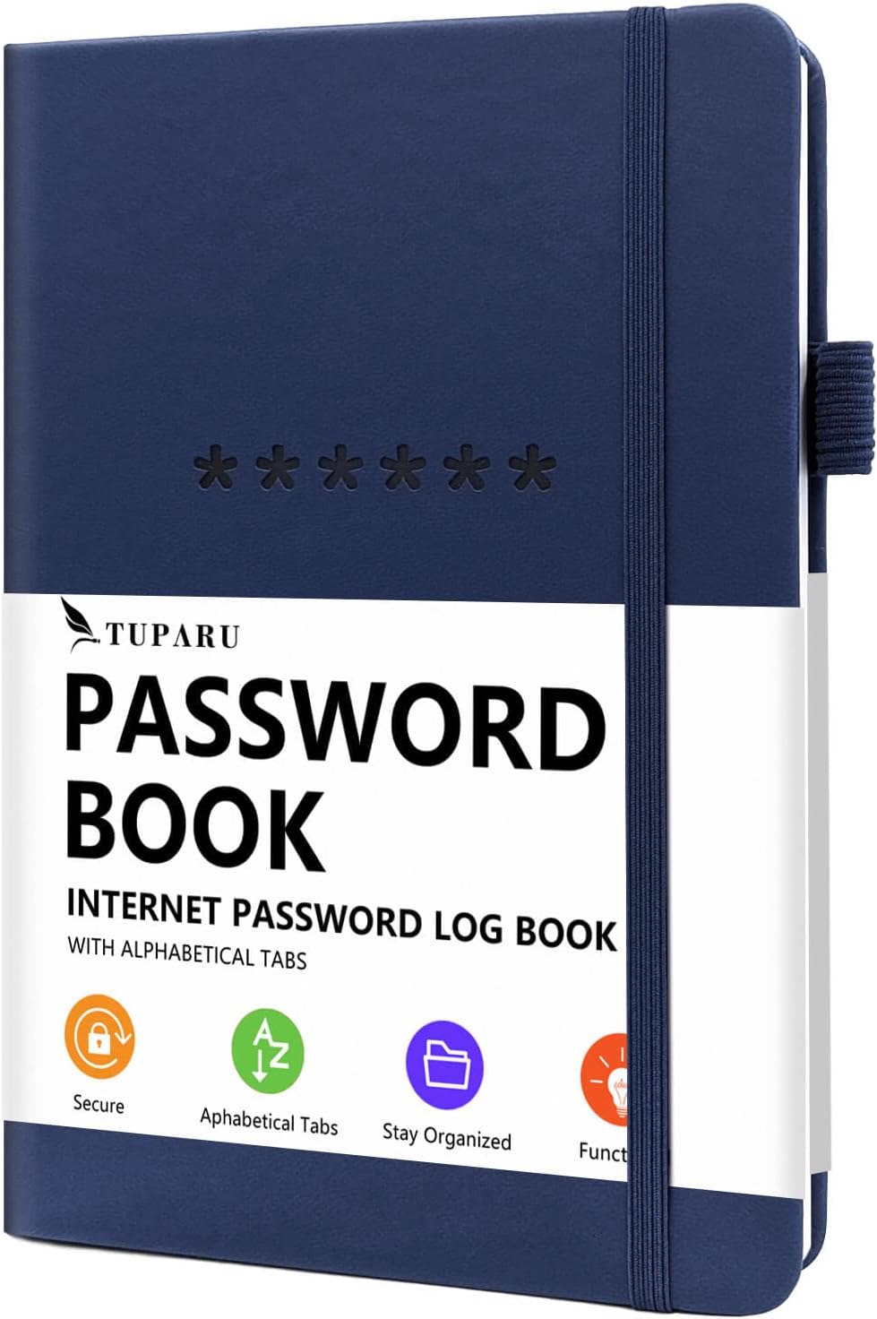 Password Book with Alphabetical Tabs – Hardcover Internet Address & Password Organizer – Password Keeper Notebook for Computer & Website – 5.2 x 7.6" Log-in Password Journal w/Thick Paper (Navy Blue)