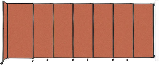Wall-Mounted Sliding StraightWall Room Divider | Adjustable Widths | Locking Wheels | Room Separator | Up to 15'6" Wide x 6' Tall Papaya Fabric Panels
