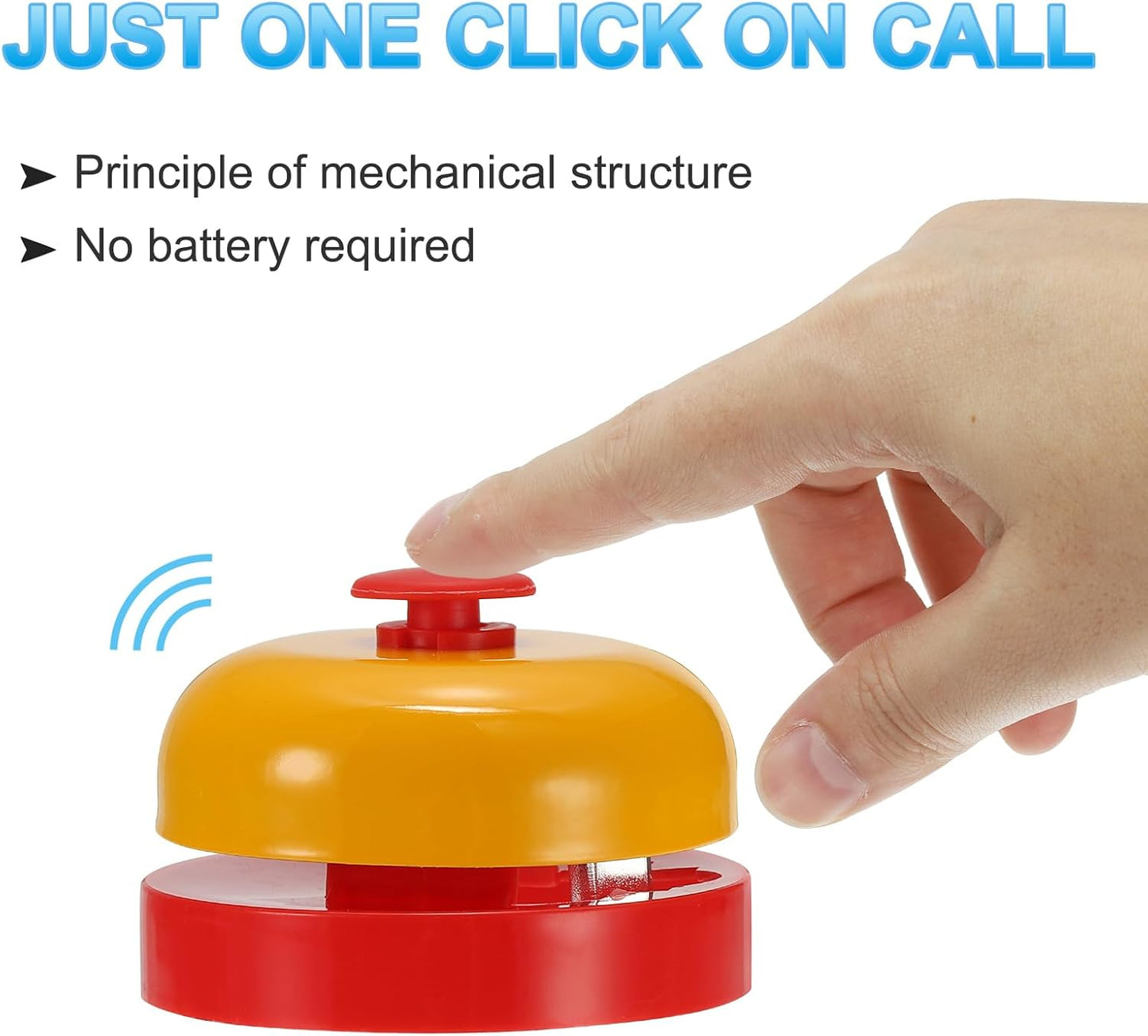 PATIKIL 6 Pcs Desk Call Bell 2.5" Dia with Metal Anti-Rust Construction Yellow/Red