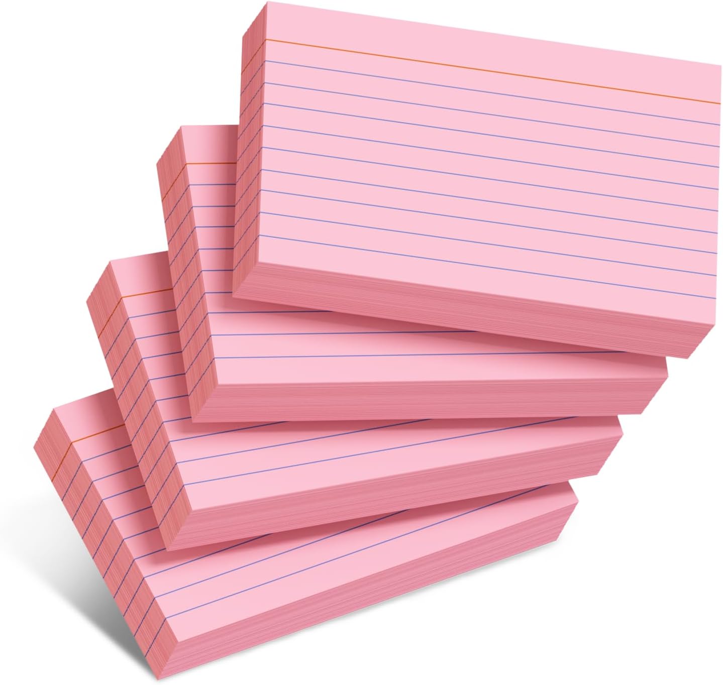 Pink Index Cards 3x5 Inch - 200 Pack, Ruled Index Flash Cards for Studying, 180GSM Pink Note Cards 3x5 Lined Index Cards, Flashcards 3 x 5 Notecards Lined College Ruled Study Card for Office, School