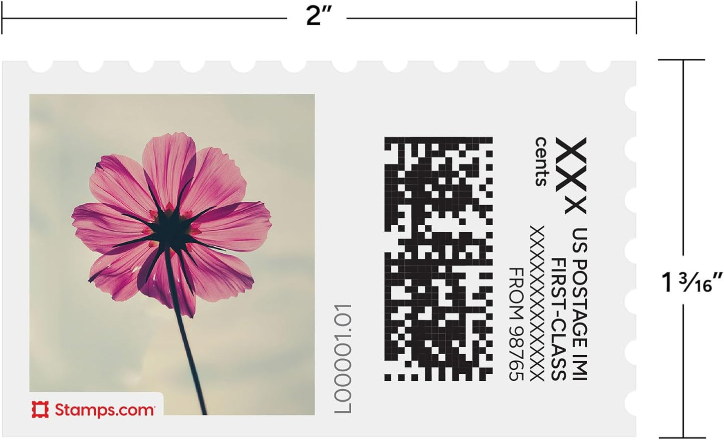 Pink Cosmos NetStamps 120-Pack (5 Sheets) Printable Postage Labels (Stamps.com Subscription Required) - Print Approved Postage - Inkjet & Laser Printers - Business, Personal, Home