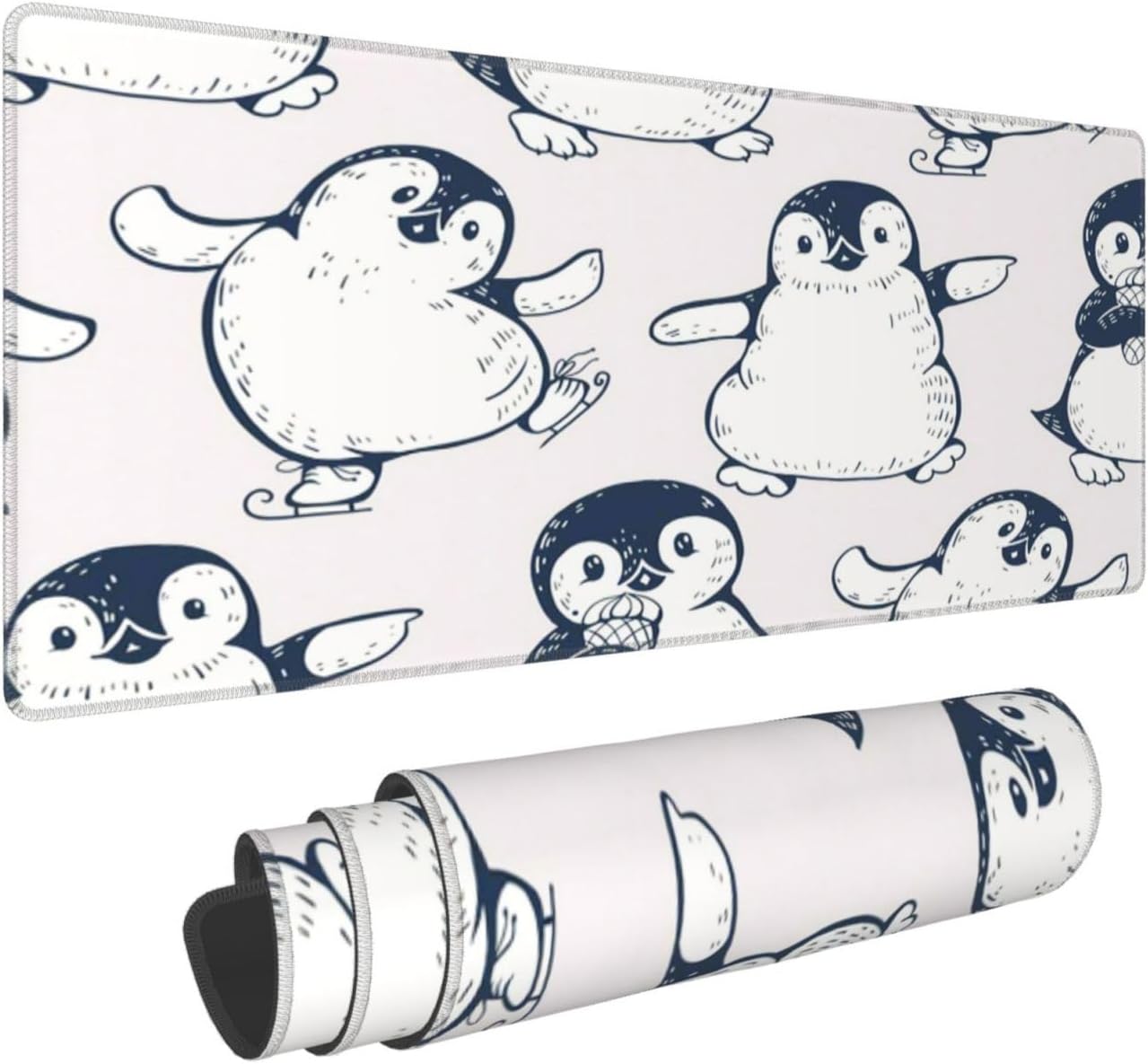 Cute Penguins Mouse Pad, Large Big Gaming Mouse Pad Desk Pad, Mousepad with Non-Slip Rubber Base, Extended XXL Mouse Mat for Computer Laptop Office Accessories
