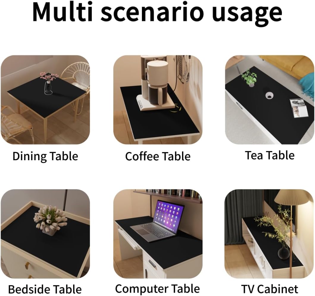 Desk Cover - 16x36 Inch Waterproof Anti Overflow Can Cover Up Defects Protect The Surface of Furniture from Scratches Can Be Used for Dresser Bedside Table(Black+Black 16x36)