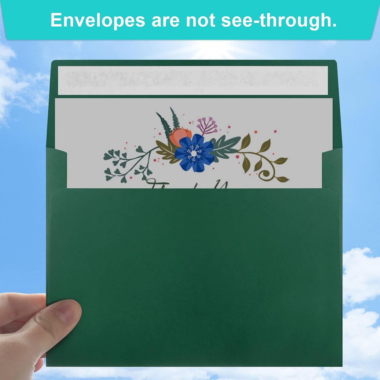 70 Pack A2 Dark Green Envelopes - Self Seal for Photos, Invitations, Greeting Cards & 4.5x5.5 Cards