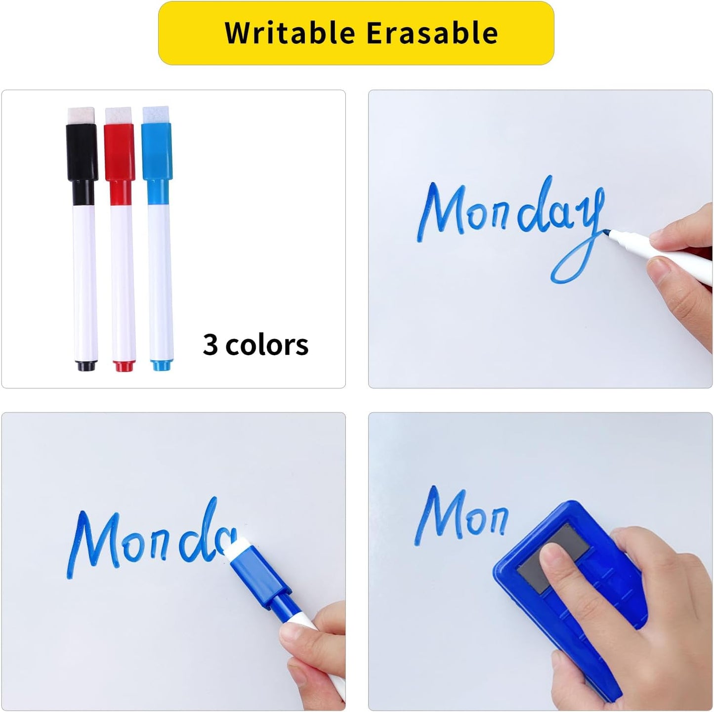 Magnetic Whiteboard Contact Paper 24" x 48" Peel and Stick Dry Erase White Board for Wall Self-Adhesive Decal Wallpaper Sticker for Office, Home, with Marker, Eraser and Magnet