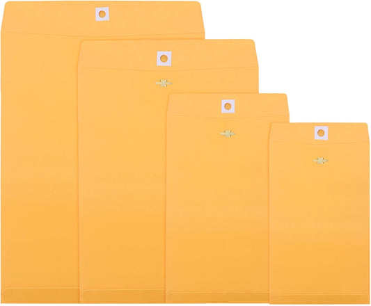Frienda 4 Sizes Clasp Envelopes Kraft Paper Catalog Clasp Envelope with Closure for Filing, Storing or Mailing Documents, 50 Pieces(5 x7 In, 6 x 9 In, 9 x 12 In, 10 x 13 In,Yellow)