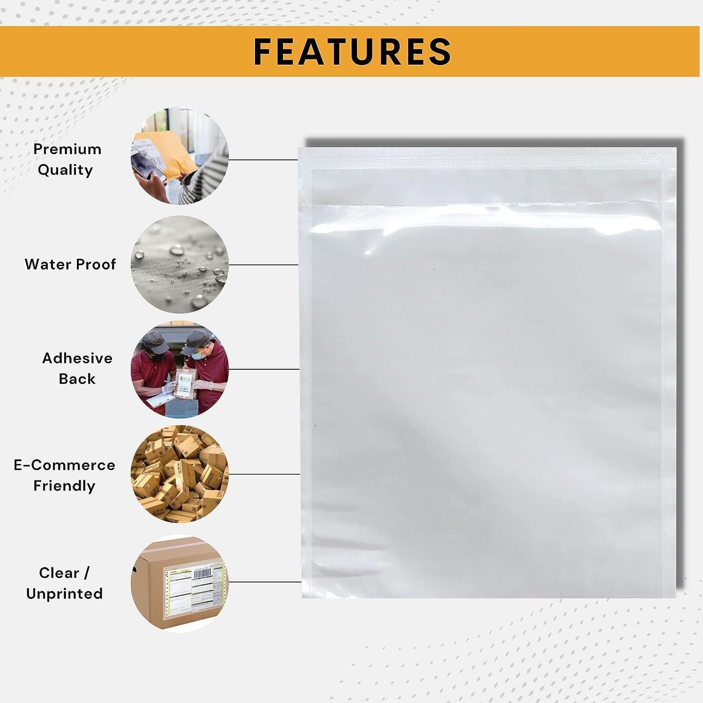 100 Pack 6"x10" Shipping Label Sleeves – Clear Self-Adhesive Packing Slip Pouches, Waterproof Packing List Envelopes – Ideal for Shipping Documents, Mailing Labels, Invoices & Packing Slips