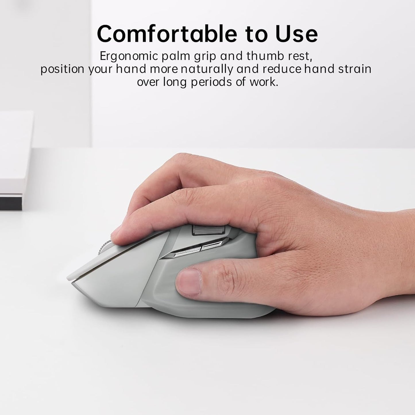 Rapoo MT760Mini Bluetooth Wireless Mouse - Bluetooth 5.0 and 2.4GHz Multi-Mode Connection, Support 4 Devices, M+ Cross Computer Technology, 11 Programmable Buttons,Light Grey