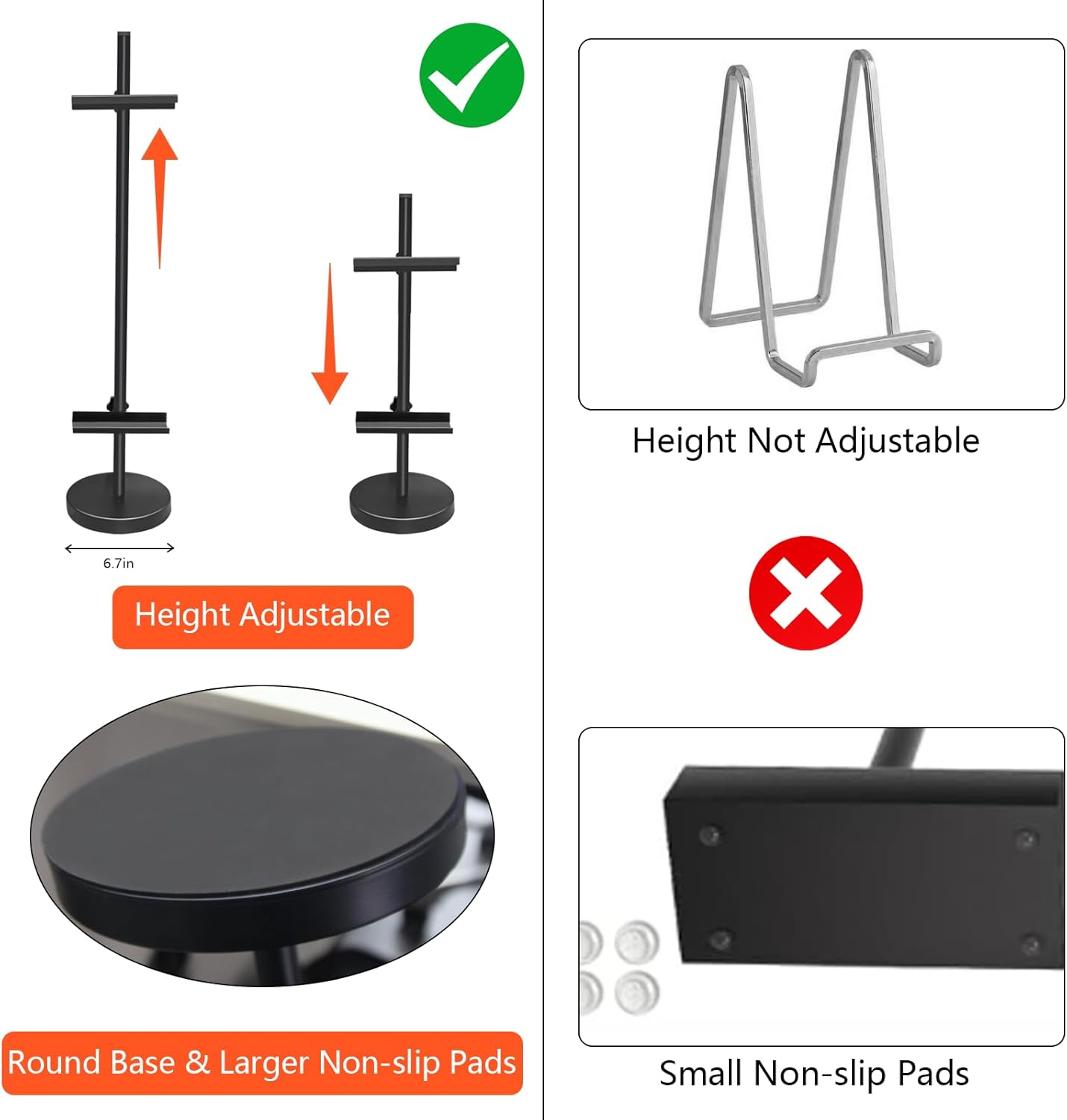 Adjustable Tabletop Easel Stand, Metal Easels for Display, Picture Stands for Display, Heavy Duty Round Base, Larger Non-slip Pads, for Picture, Artwork, Photos,Signs (30in)
