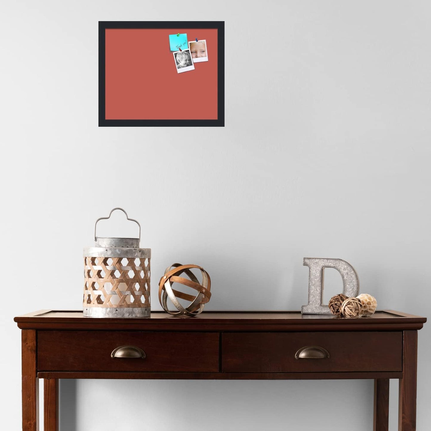 PinPix 16x13 Inch Cork Bulletin Board. This Decorative Framed Pin Board Comes with Crimson Pastel Design and a Satin Black Frame. Ideal for Home Office Decor or Message Board (PinPix-1807)