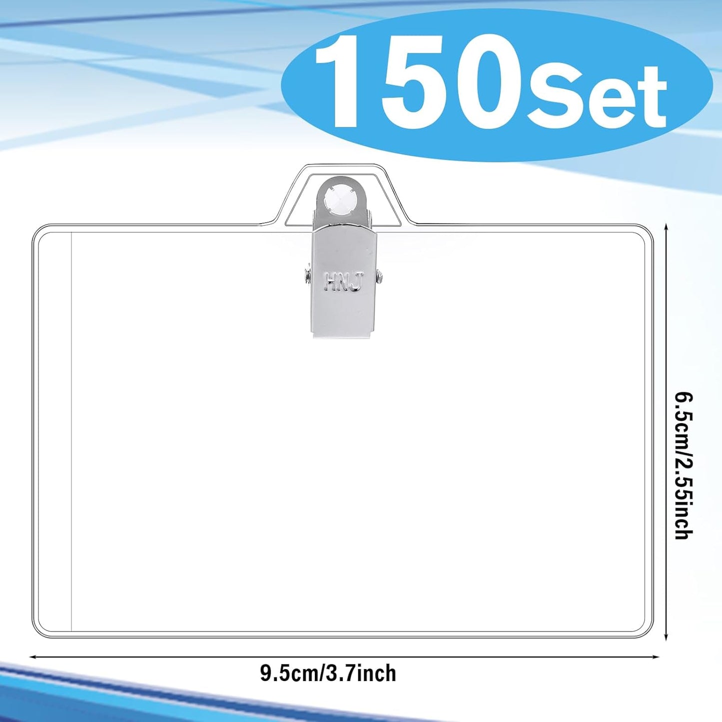 Zonon 150 Sets Name Badge Holders with Clip Clear on Name Tag Waterproof PVC ID Transparent Badge Holder with Resealable Zipper Seal Metal for Teacher Student Worker (Fixed Clips)