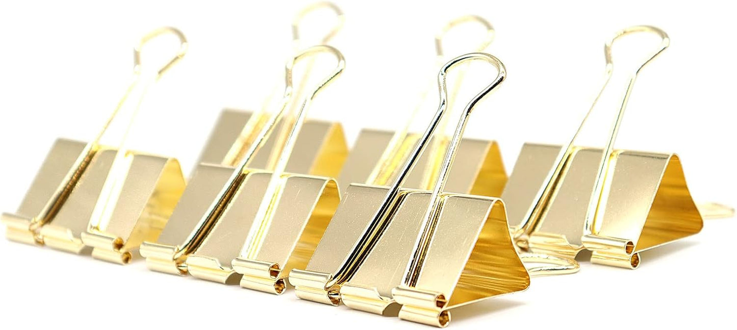 YCVIORING Extra Large Binder Clips 2 Inch (6 Pack), Big Paper Clamps for Office and School, Gold