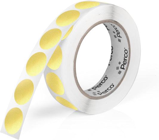 Perco Gold 1-Inch Round Circle Dot Sticker Labels with Permanent Adhesive for Wedding Invitations - 1,000 Labels per Roll - Vibrant Colors, Strong Adhesion - Made in USA