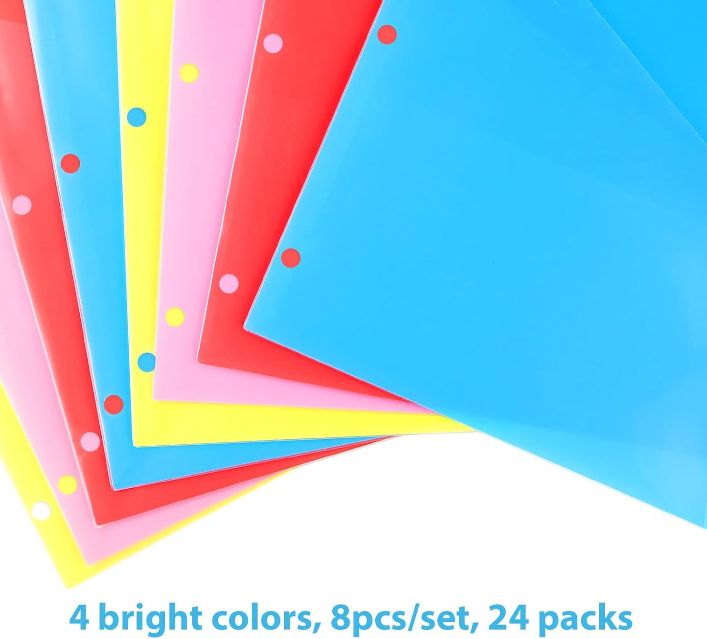 WOT I Plastic 8-tab Dividers with 2 Clear Pockets - 3 Sets, Binder Dividers for 3 Ring Binder, Bright Multicolor, Total 24 Tabs