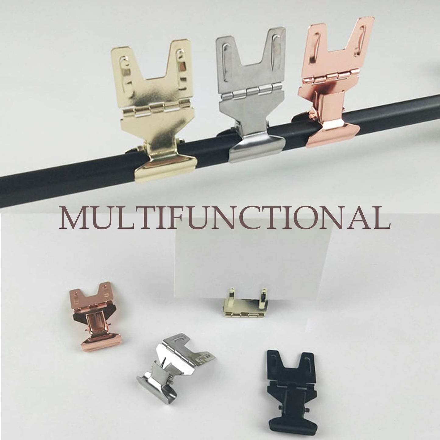 Metal POP Clip Sign Stand Holder, Bread Store Price Tag Card Holder, Advertising Display Clip Holder (Silver, 10Pack)