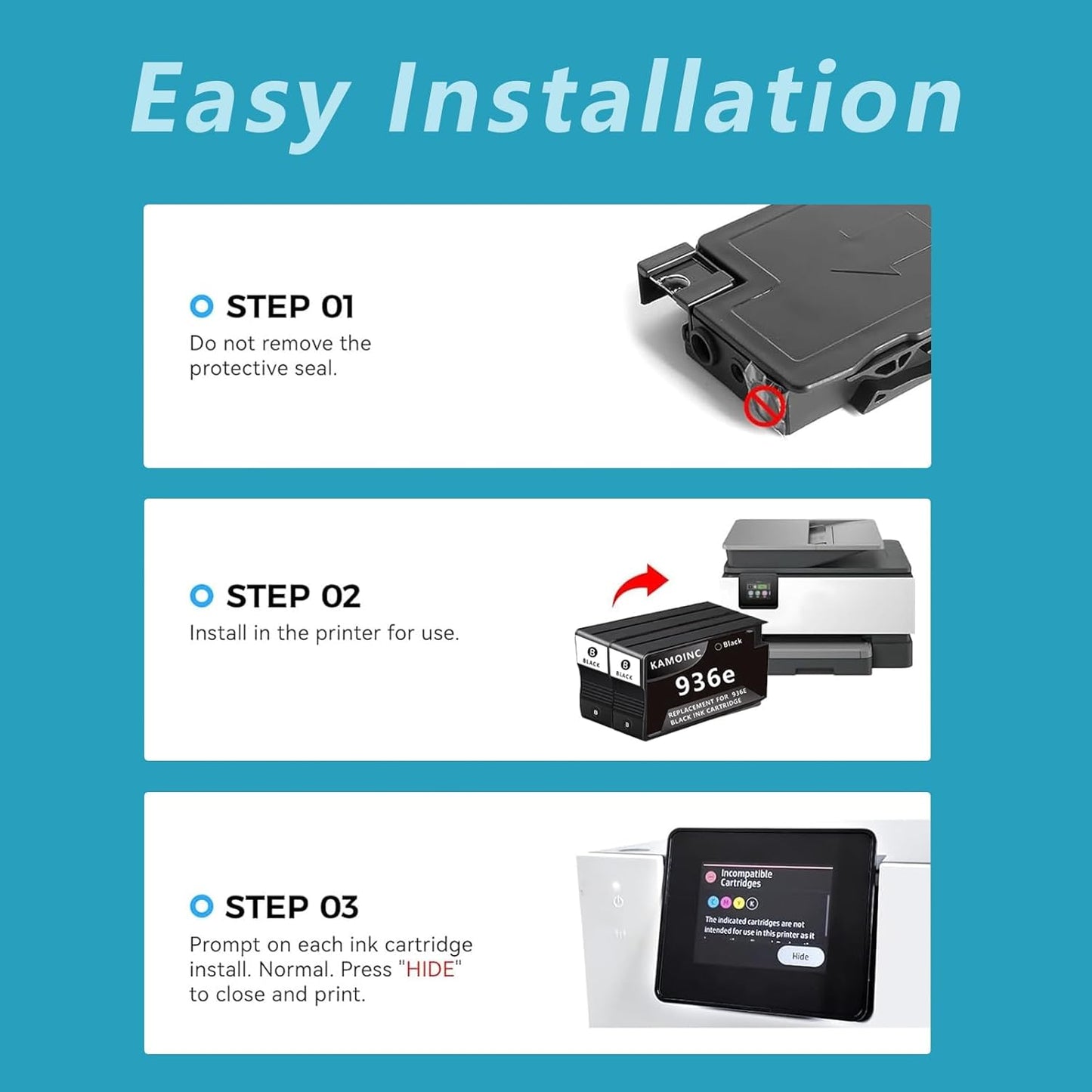 936e Black Ink Cartridge (with Chip) Replacement for HP 936e 936 Compatible with HP OfficeJet Pro 9125e 9135e 9128e 9122e 9110b 9130b 9730e 9730 Printers (2Black)