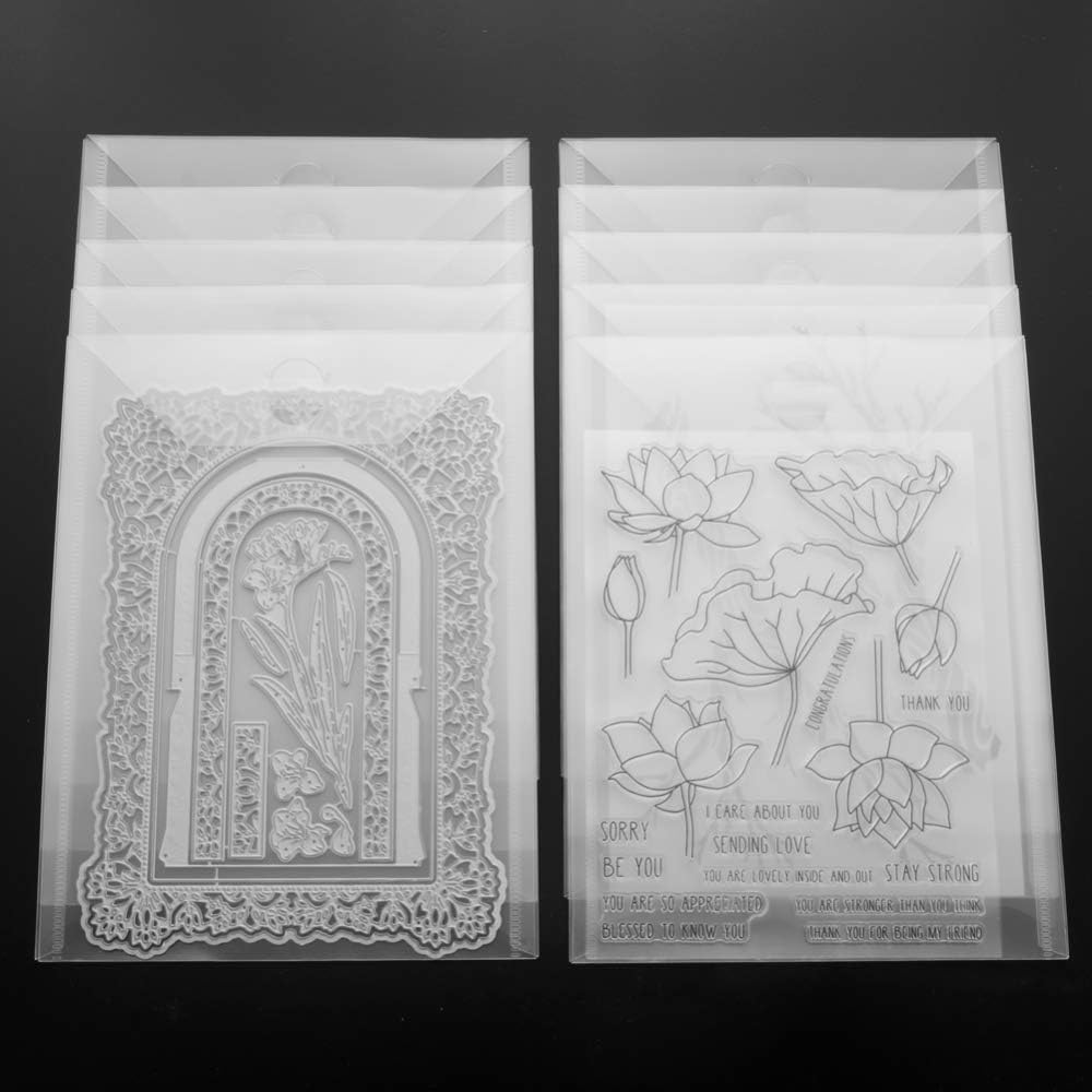 Briartw 20pcs/Set Dies Storage Bags and Magnetic Sheets,10 Pack Clear Plastic Storage Bags & 10 Pack Soft Rubber Magnetic Sheets for Die Cuts Stamps Handamde Crafts Storage Crafter Envelope Organzie