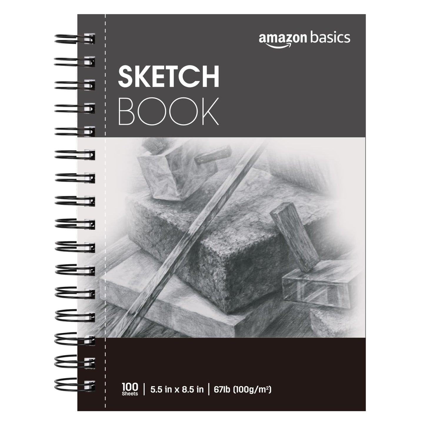 Amazon Basics Sketch Pad for Artists, 67 lb. / 100 gsm, 100 Sheets, 5.5"x8.5", White