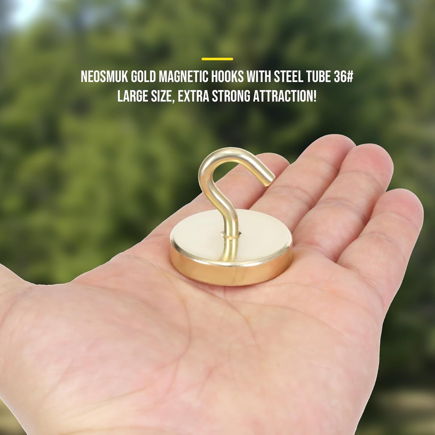 Neosmuk Magnetic Hooks, Heavy Duty 170lb Strong Magnets for Cruise Cabins, Ship Essentials, Large Metal Hooks for Hanging on Fridge(Gold,Pack of 4)