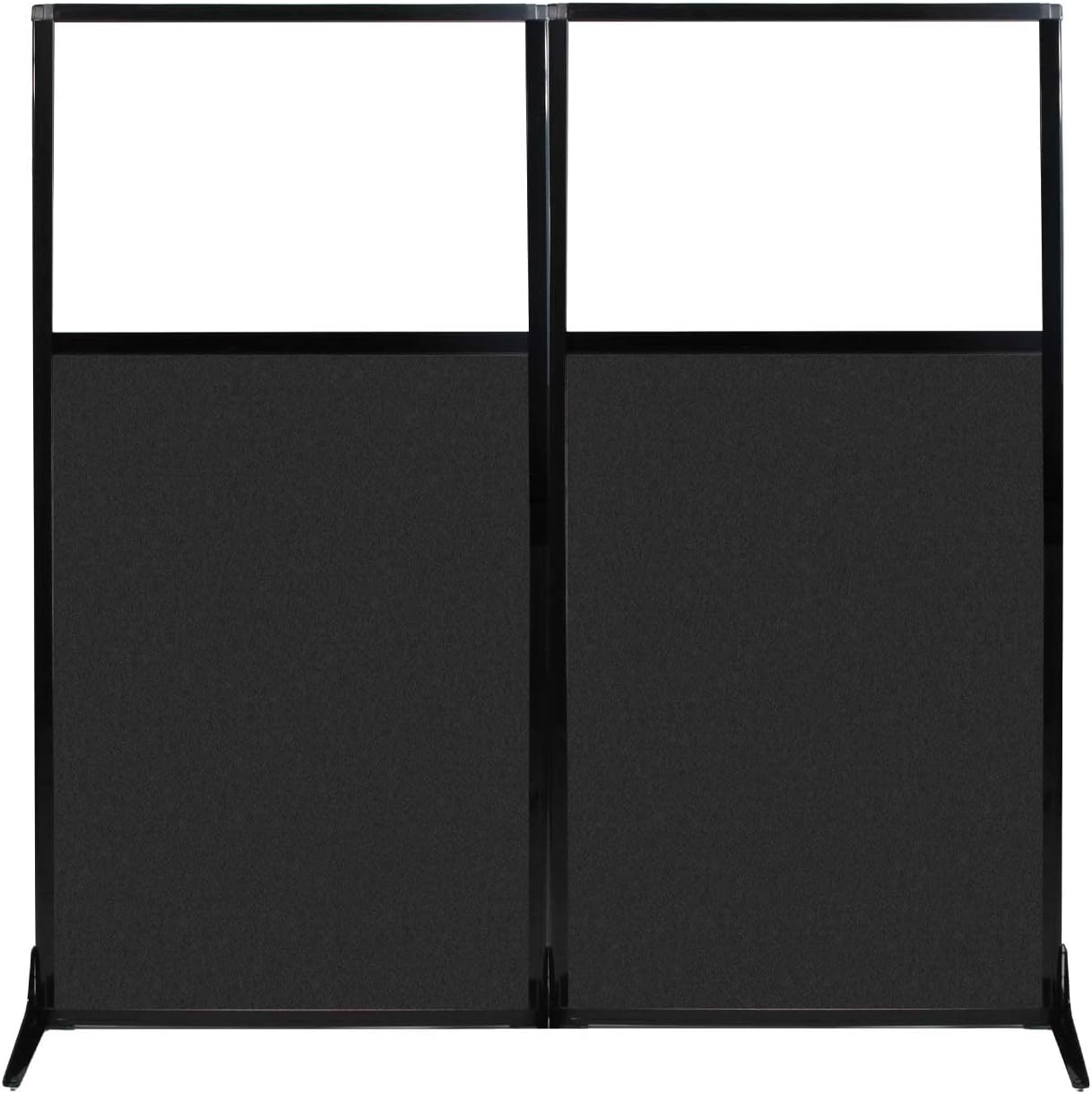 Versare Office Workstation Screen | Portable Wall Divider | Modern Cubicle | Freestanding Privacy Screen | Flexible Work Space | 2 Panels | 66" Wide x 70" Tall Black SoundSorb Panels with Window