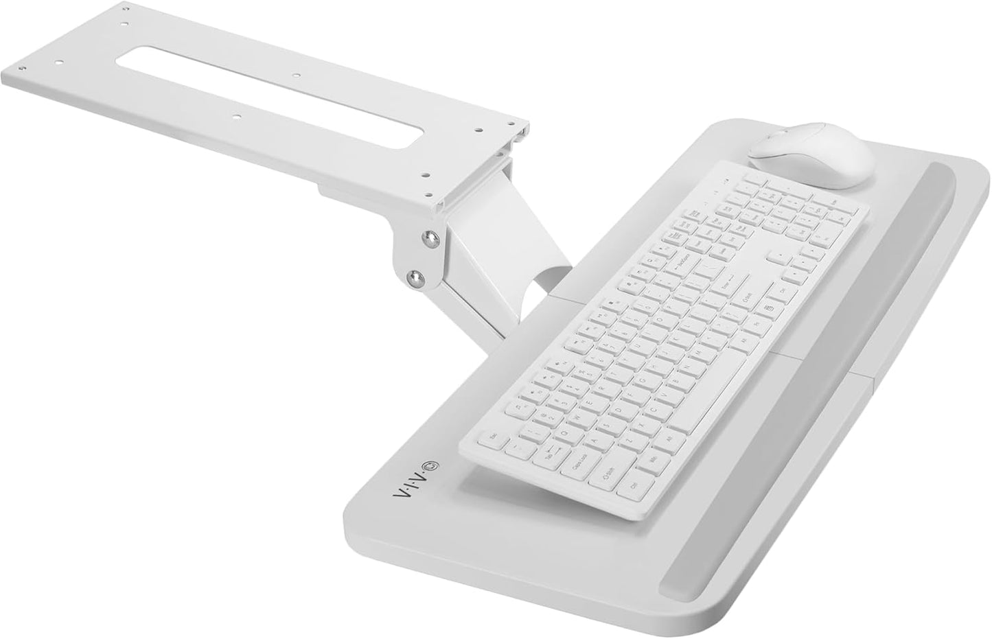 VIVO Adjustable 25 x 10 inch Computer Keyboard and Mouse Platform Tray Ergonomic Under Table Desk Mount Drawer Underdesk Shelf, White, MOUNT-KB03W