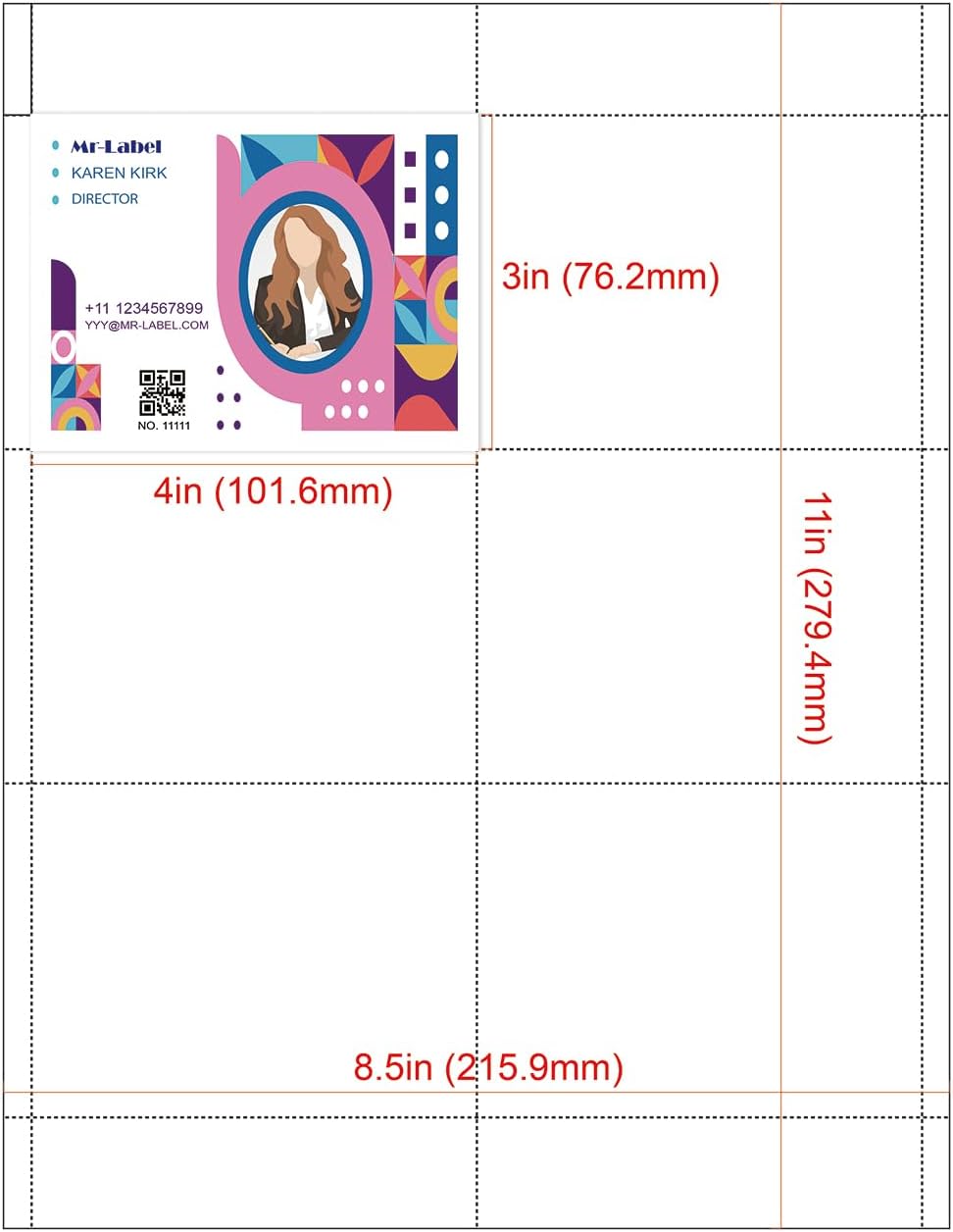 Mr-Label 600 Name Badge Inserts, 230GSM Heavyweight Insert Badge Refill, 3 x 4 inch, Two-Sides Printable Card Stock, Micro-Perforated, White, Compatible with Inkjet/Laser Printer