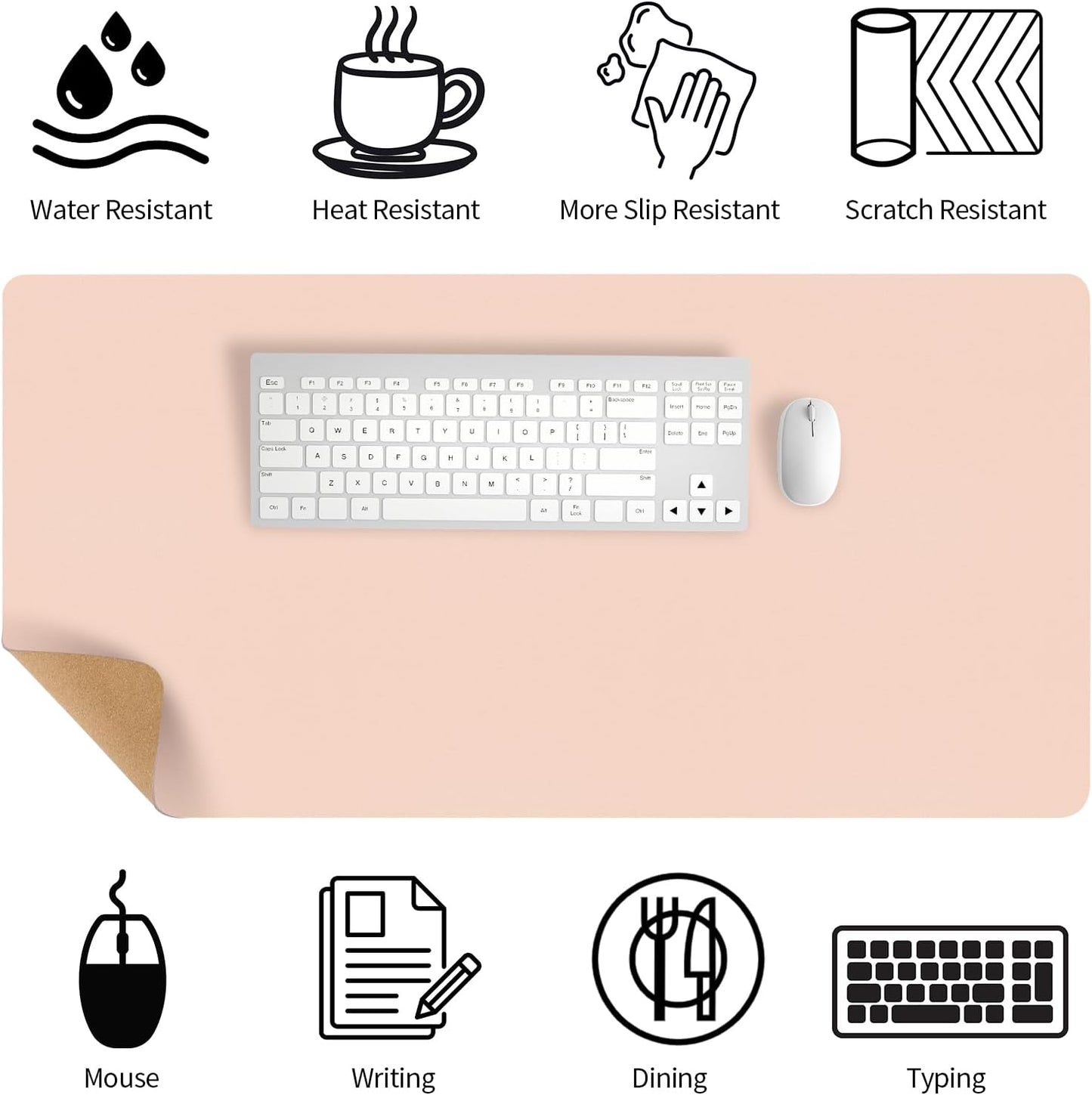 Bloss Pink Desk Mat, Leather Desk Pad, Desk Matt for Desktop, Waterproof Desk Pad Mat, Computer Mat for Office Work/Home/Decor/Desk Protector/Cover(31.5 x 15.7 Inches)
