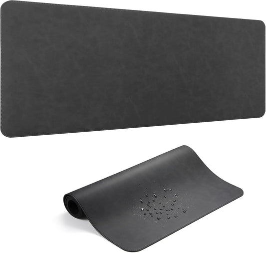 Leather Large Desk Pad Protector Non-Slip, Office Desk Mat, Computer Mouse Pad, Desk Blotter & Writing Pad, Keyboard Extended Mousepad with Stitched Edge for Desktop Laptop 39.4 x 17 inch (Black)