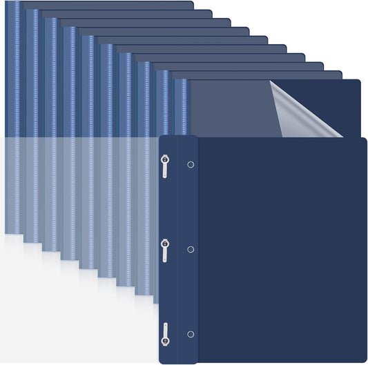 Teling 72 Pack Clear Front Report Covers Bulk Business Report Covers Plastic Presentation Folders Resume Portfolio Folder Paper Binder with 3 Prongs for Presentation Document School Office (Navy Blue)