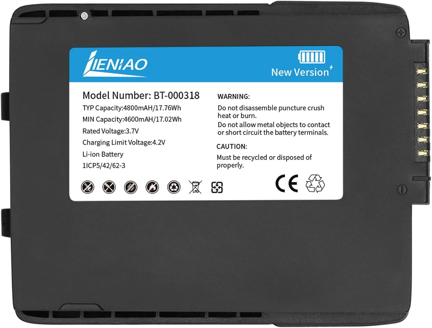 15 Pack for Zebra Scanner Battery TC77 BT-000318 [New Version 4800mAh] for Zebra TC77 Battery TC70 TC70x TC72 TC75 TC75x TC700H TC700K TC77HL TC720L Barcode Scanner BT-000318-01