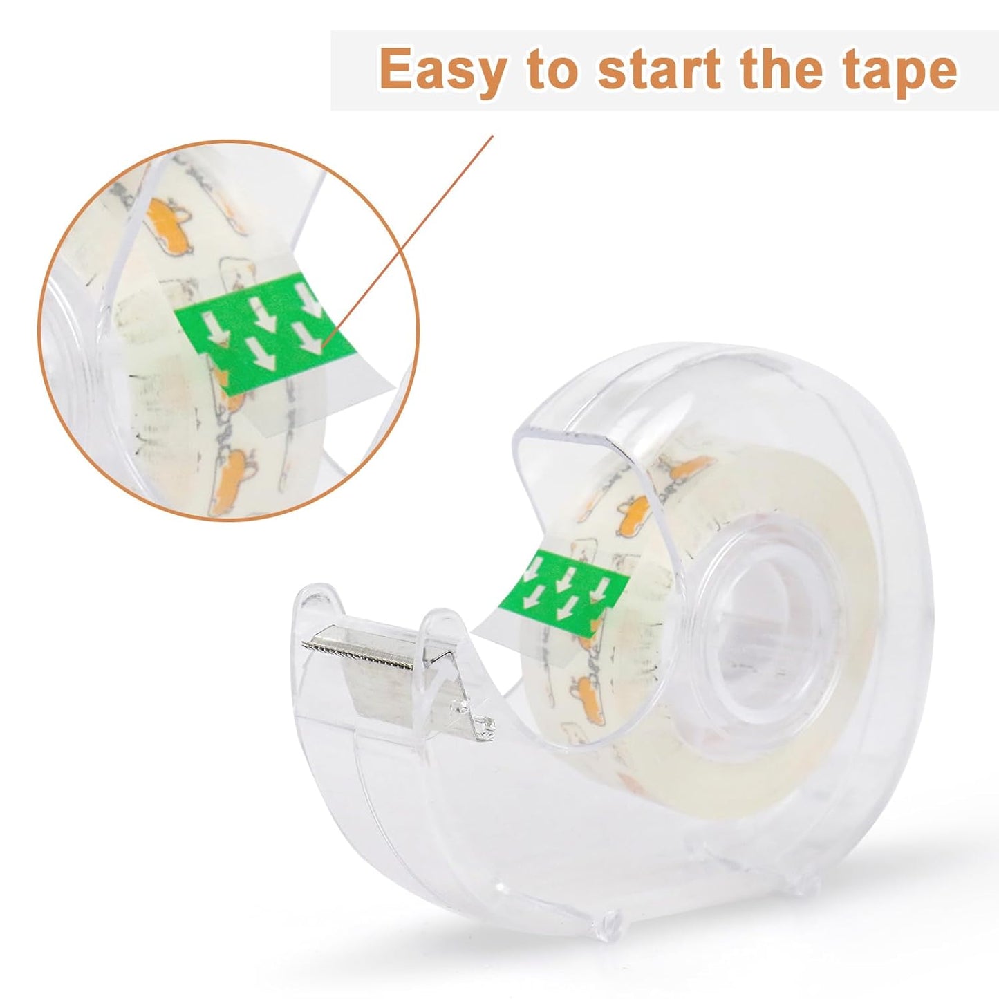 BOMEI PACK Office Transparent Tape with Dispenser, 16PACK Clear Refill Rolls Gift Wrap Tape Dispenser, 3/4in x 1000in