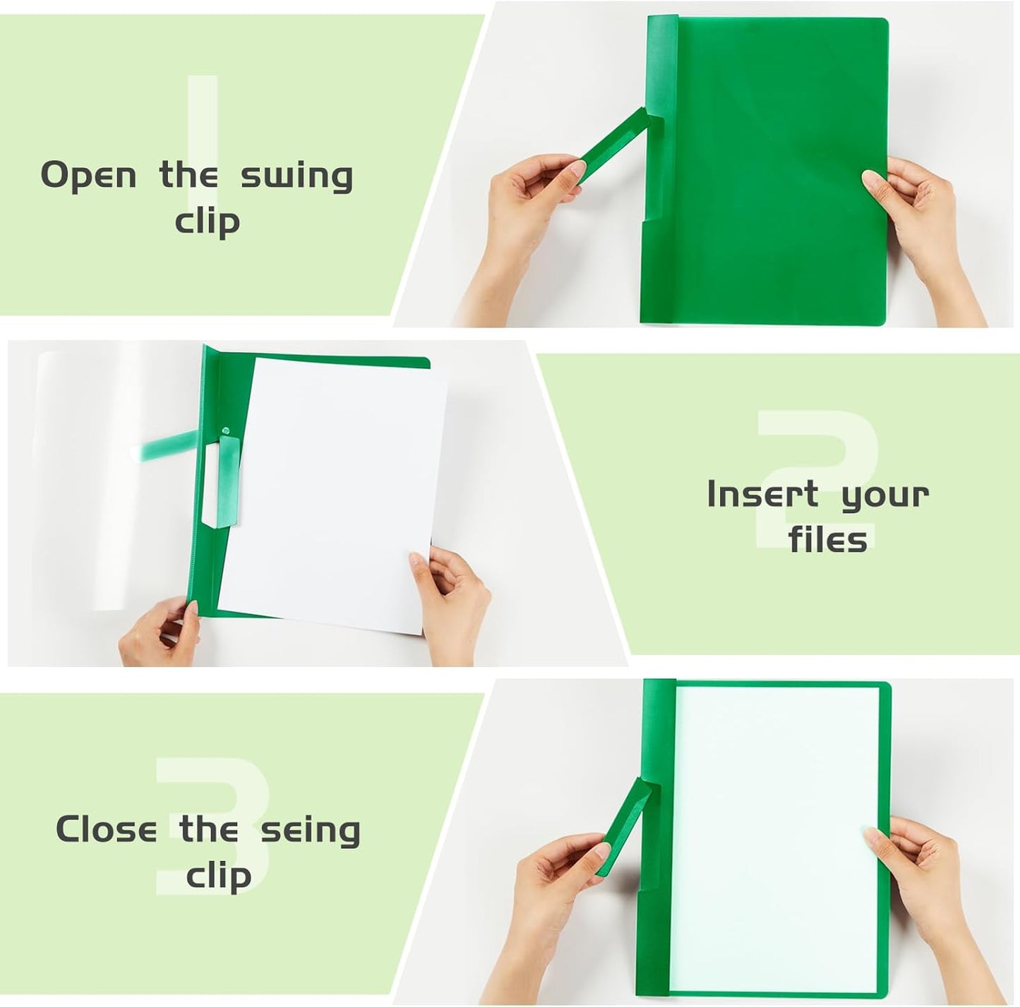 Maitys 25 Pack Clear Report Covers with Clip 11.4 x 9 Inch Presentation Folders Transparent Front Cover Portfolio Folder Resume Folder Interview Report Folders for Letter Size(Green)