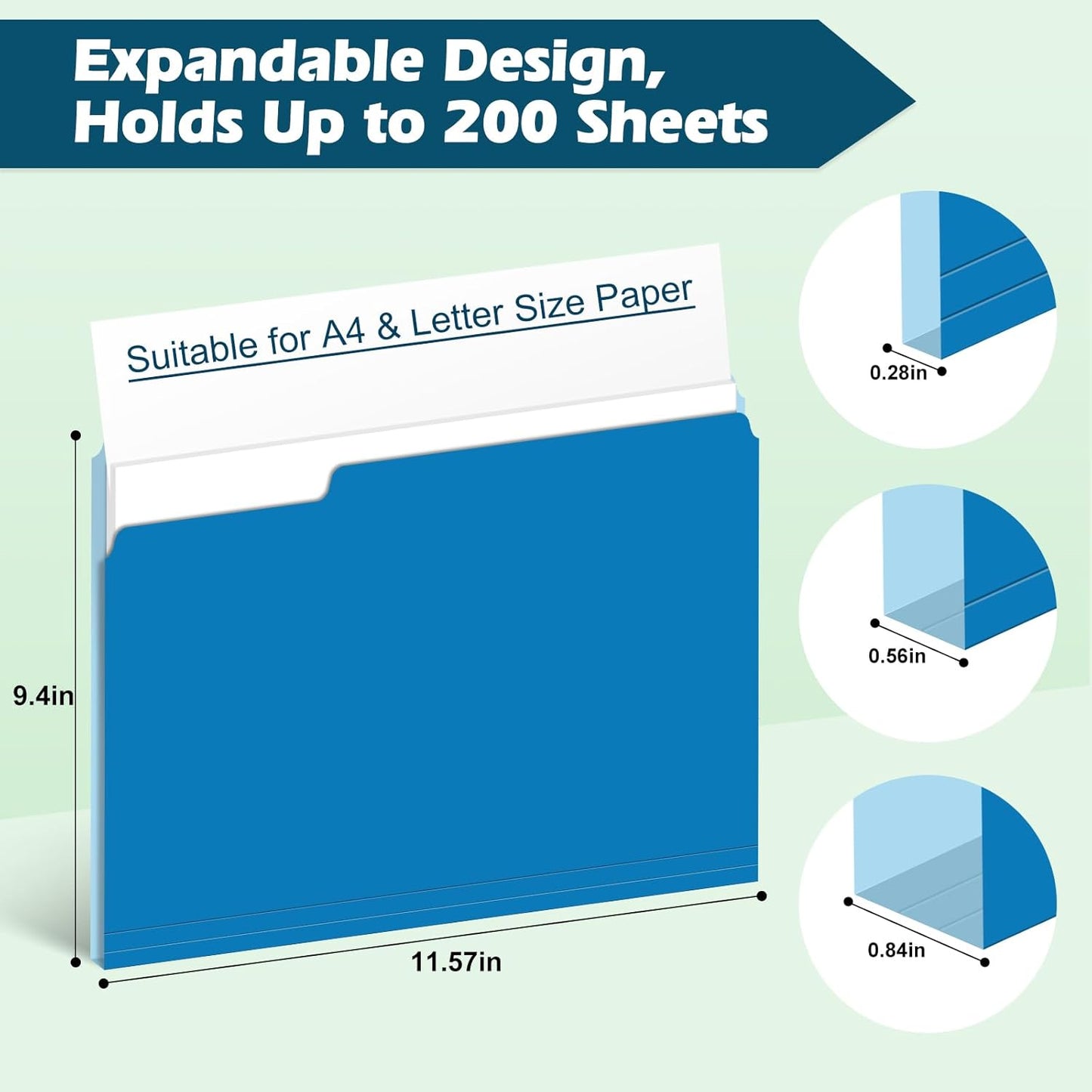 Two-Tone Color File Folders, 15 Pack Letter Size Folders with 5 Assorted Colors, 1/3-Cut Tabs, School Office Supplies
