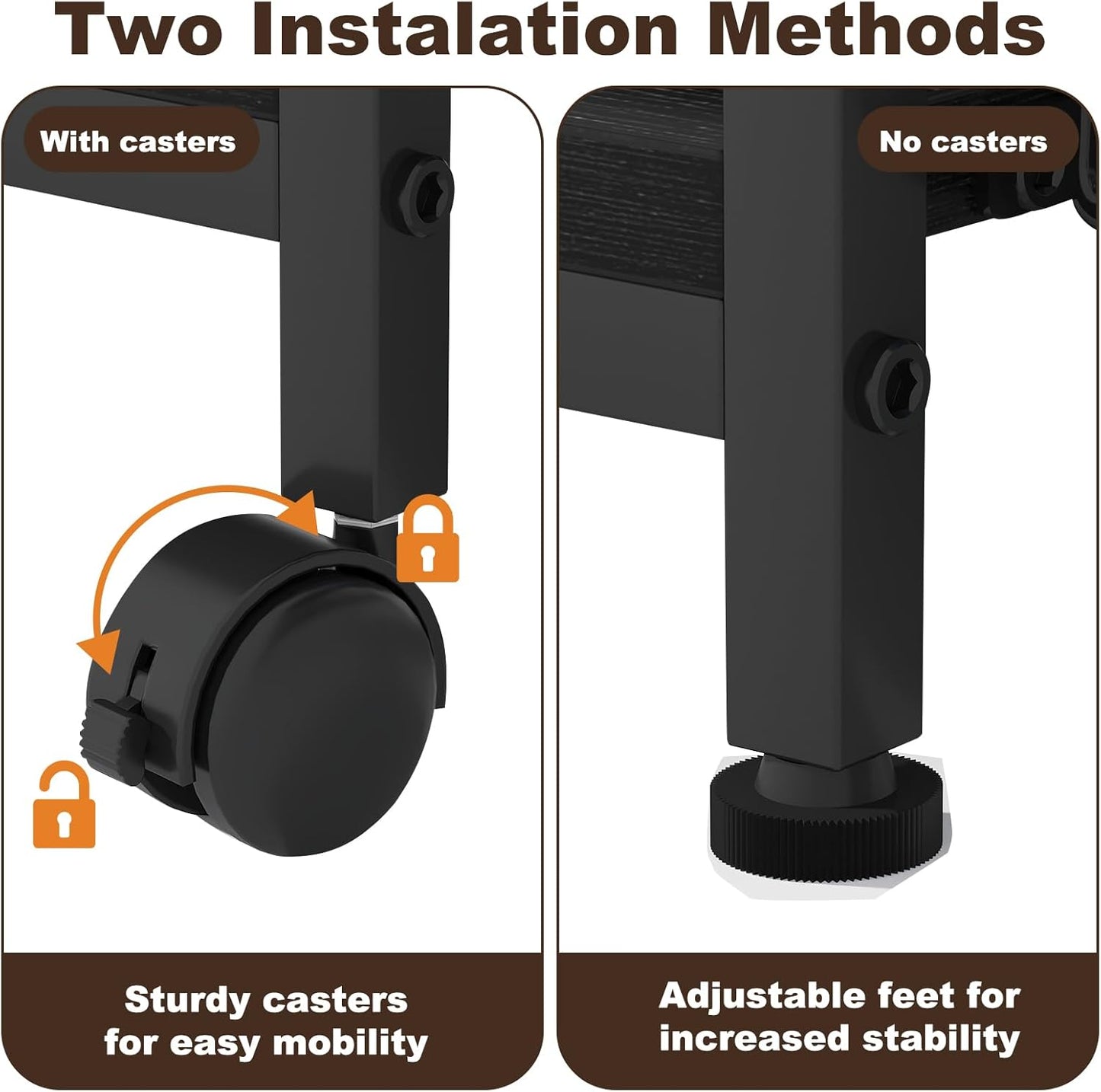 EasyCom Large Printer Stand with File Holder Organizer, Adjustable Height Shelf with Wheels, Rolling Printer Cart with Storage for Printer Scanner Fax Home Office Use Black