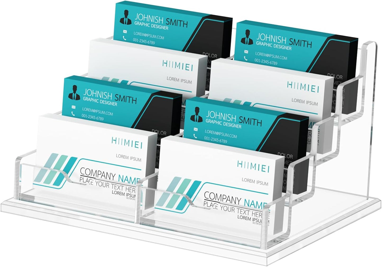 HIIMIEI Acrylic Business Card Display, Multiple Card Holder for Office, Home, Restaurant - 8 Slot, 4 Tier