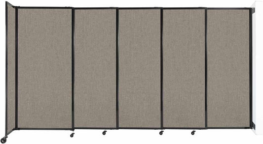Wall-Mounted Sliding StraightWall Room Divider | Adjustable Widths | Locking Wheels | Room Separator | Up to 11'3" Wide x 6' Tall Warm Pebble Fabric Panels