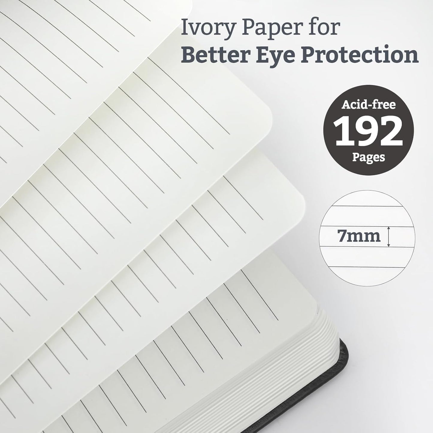 Lined Hardcover Journal Notebook, A5 192 Pages 100Gsm Thick Paper College Ruled for School,Note Taking,Work,Diary，5.7''*8.3'',Black