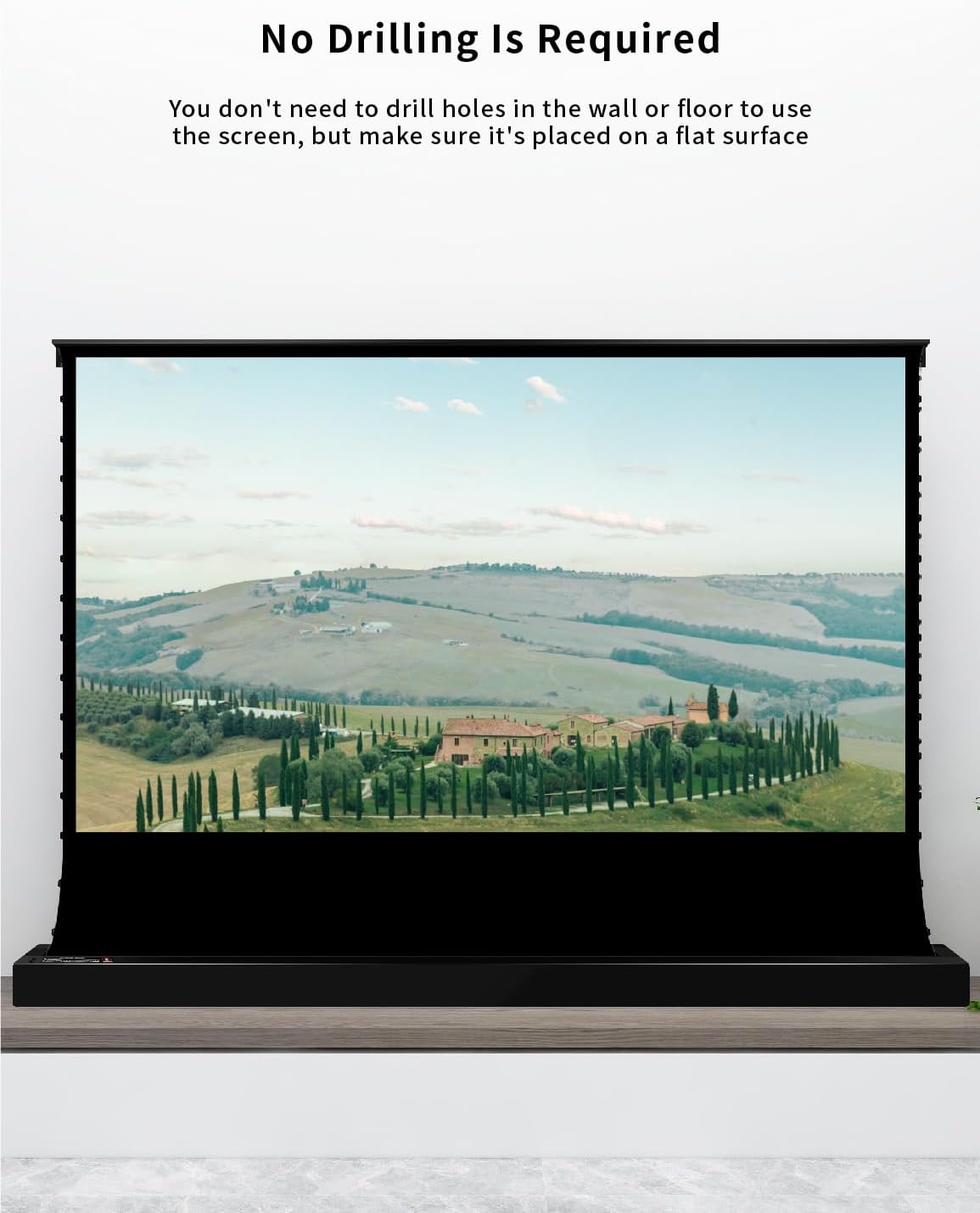 VIVIDSTORM-Projector Screen S 110 inch Portable Folding Stand Indoor Tension Floor Screen 4k HD White Cinema, 4K/3D/UHD Gaming/Home Cinema,Compatible with Normally Projector,VSDSTW110H