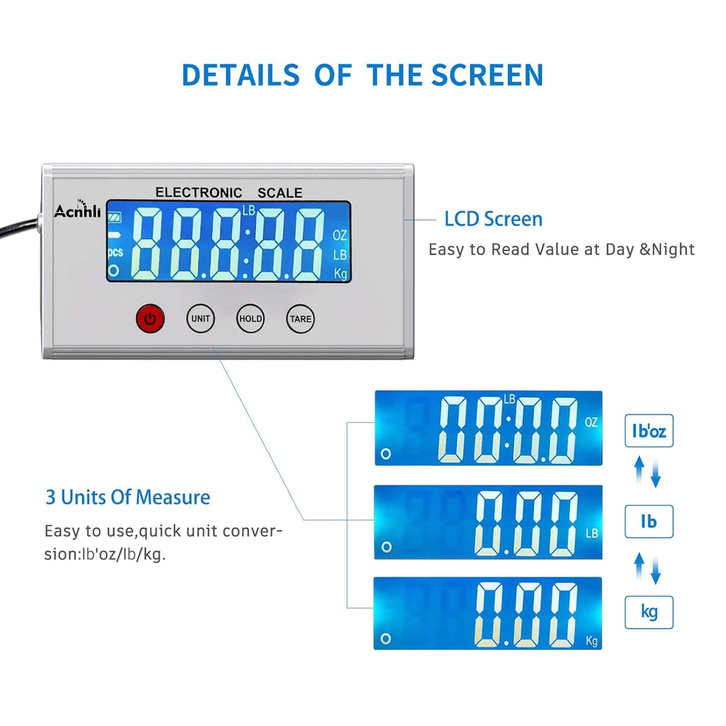 Digital Shipping Scales 440 pounds, Stainless Steel Heavy Duty Postal Scale for Warehouses, Homes, Offices, and Courier Companies, Including Product Manuals and adapters