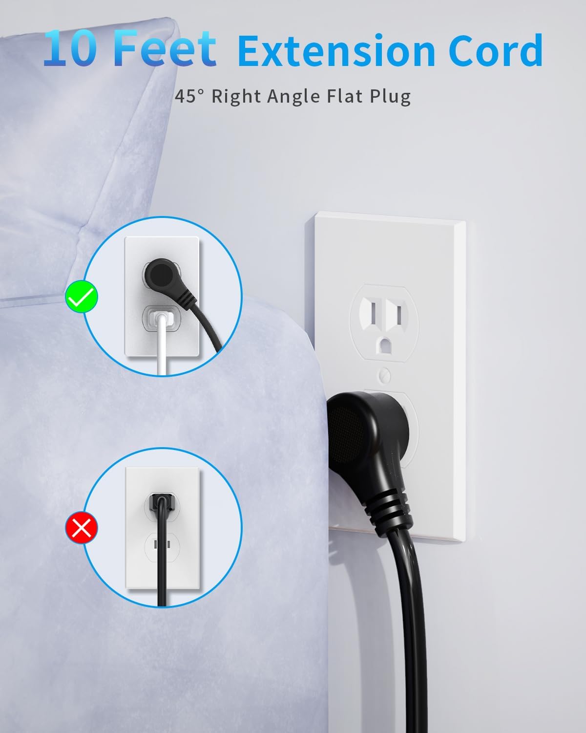 NVEESHOX Surge Protector Power Strip Tower, 10 FT Flat Plug Extension Cord with 12 AC Outlets 4 USB Ports(20W PD Type C), Charging Station with Surge Protection for Family, Office, Dorm
