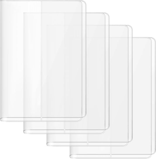 4 Pack A5 Clear Cover, Transparent A5 Jelly Planner Cover Waterproof Notebook Cover Plastic Sleeves Slip on Book Covers for Journal Weeks Planners and Books