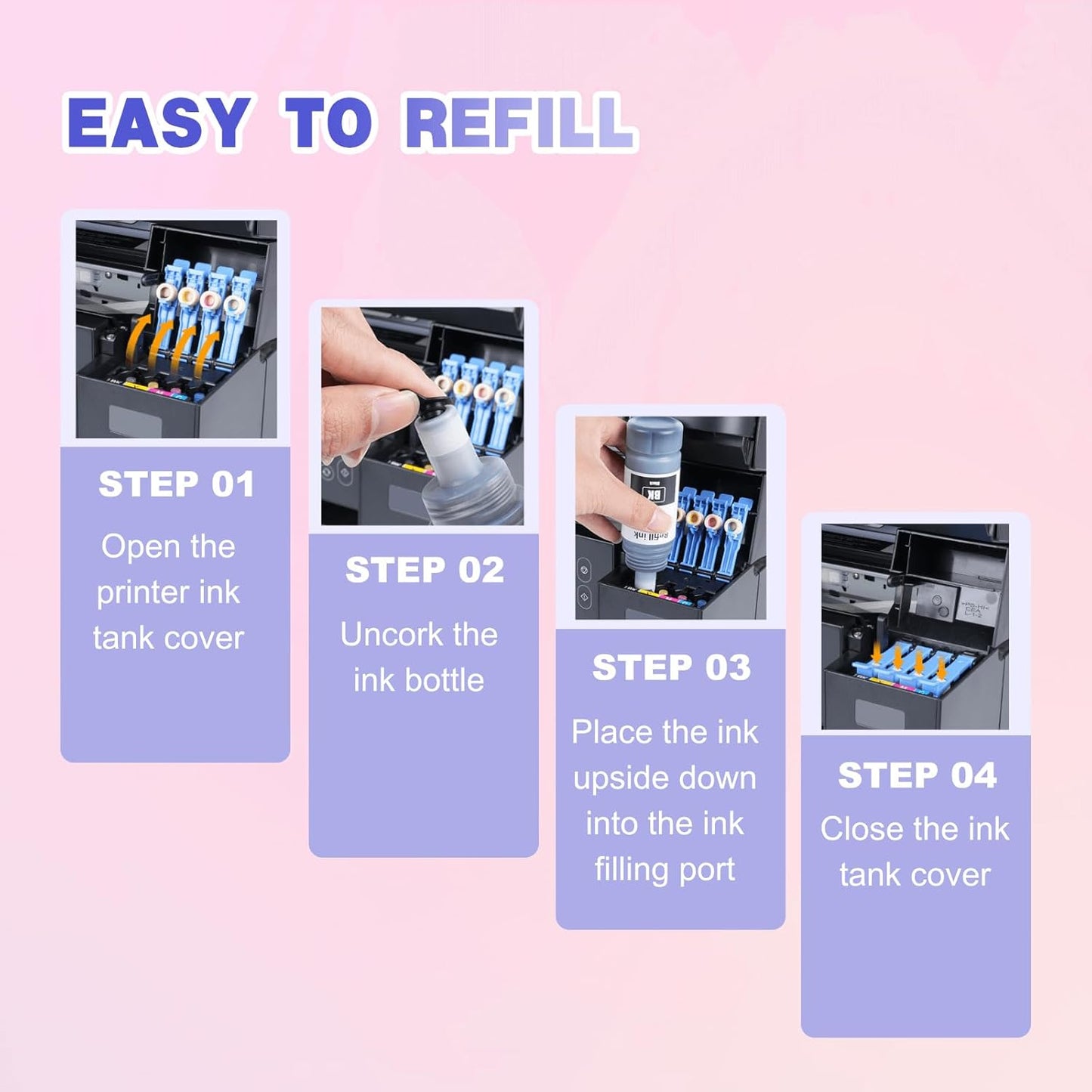 502 Ink Bottles Compatible 502 Ink Refill Bottles Work for ET-3850 ET-2850 ET-2760 ET-4850 ET-3760 ET-4760 ET-3750 ET-4750 ET-3830 ET-2700 ET-4750 ET-3700 ET-2750 (5 Pack)