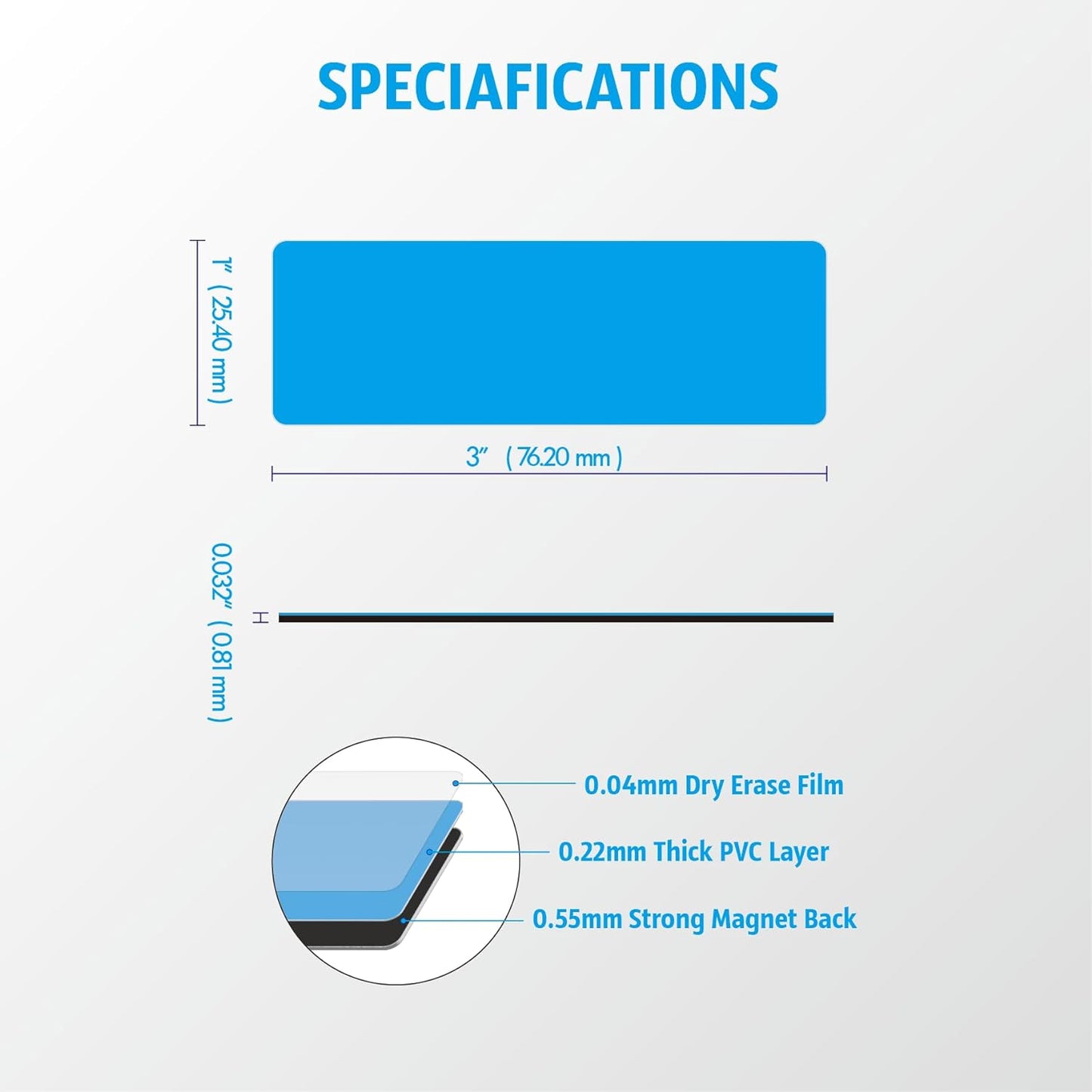 Magnetic Dry Erase Magnets Labels 3x1 inches, Reusable Name Tags, Organizing Schedules in Office/Classroom. Work on Fridge/White Board (Green 60Pcs)
