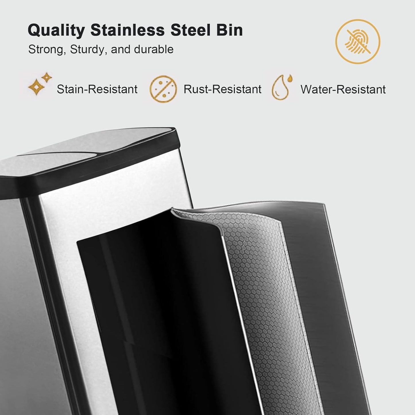 Dual Trash Can, 60 Liter/16 Gallon Dual Bin Trash Can with Lids, Kitchen Trash Can Dual Compartments, Trash and Recycling Bin Combo, Hands-Free Stainless Steel Kitchen Trash Can