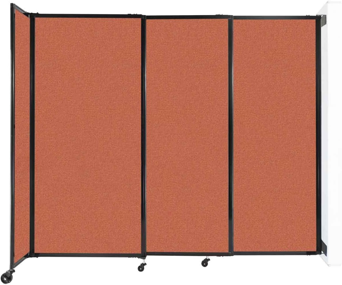 Wall-Mounted Sliding StraightWall Room Divider | Adjustable Widths | Locking Wheels | Room Separator | Up to 7'2" Wide x 6' Tall Papaya Fabric Panels