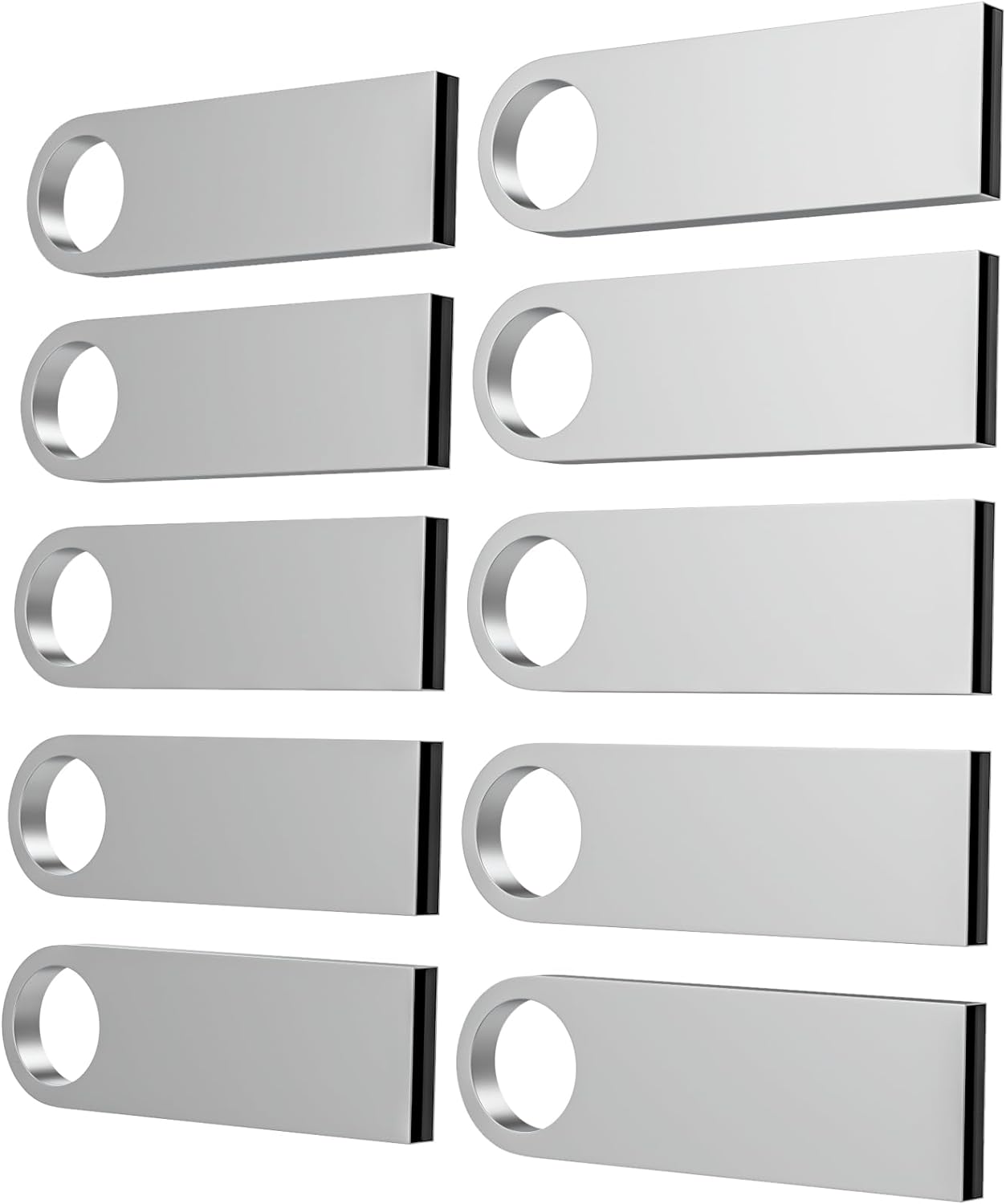 ABLAZE 1GB Flash Drive 10 Pack, Metal USB 2.0 Thumb Drives with Keychains USB Sticks Pendrives (Sliver)