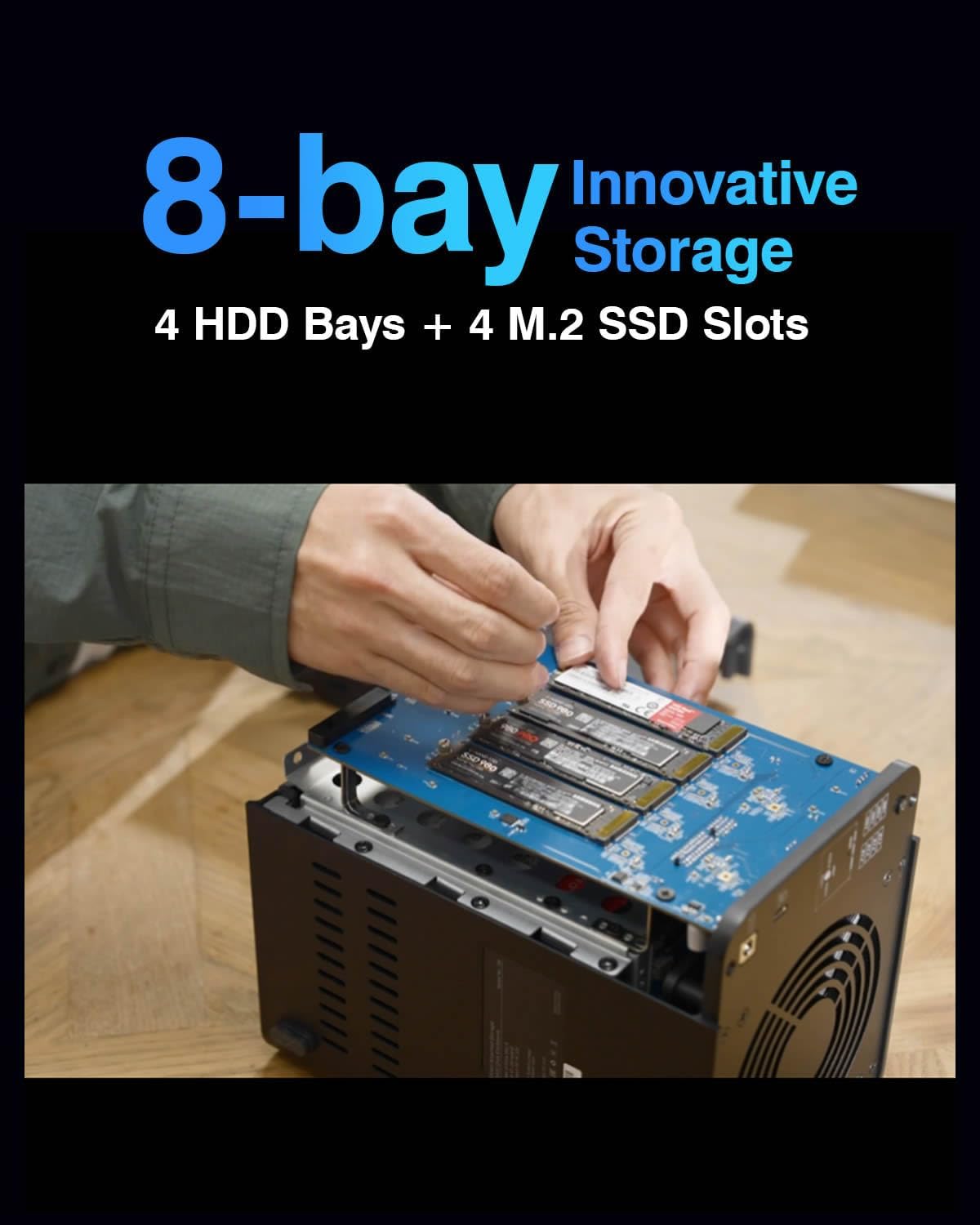 TERRAMASTER D8 Hybrid HDD NVMe Enclosure USB 3.2 Gen 2 10Gbps Type C 8Bay USB Storage (Diskless)